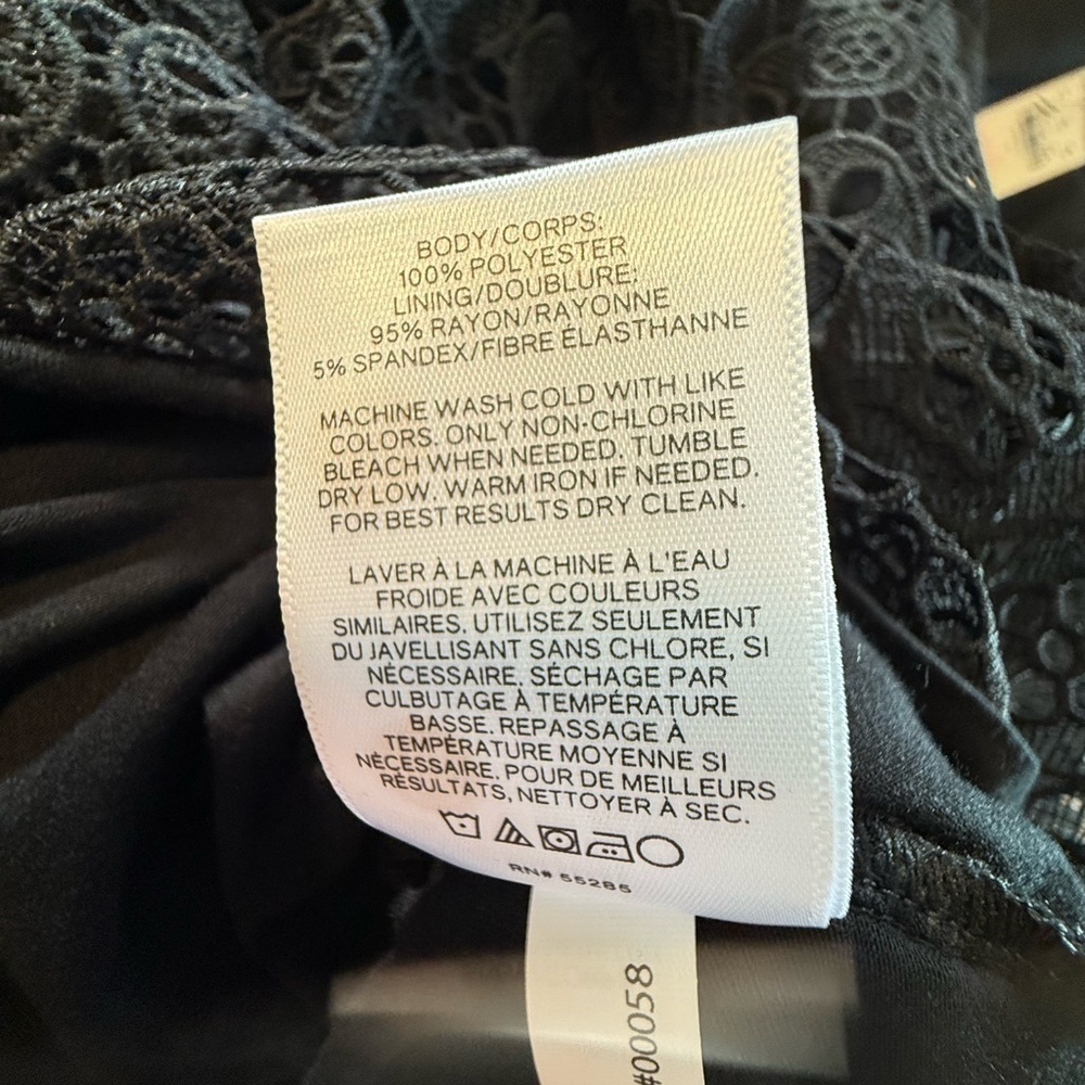 NWT Express Black Lace Crochet Long Sleeve Babydoll Dress Womens size L - Picture 8 of 15